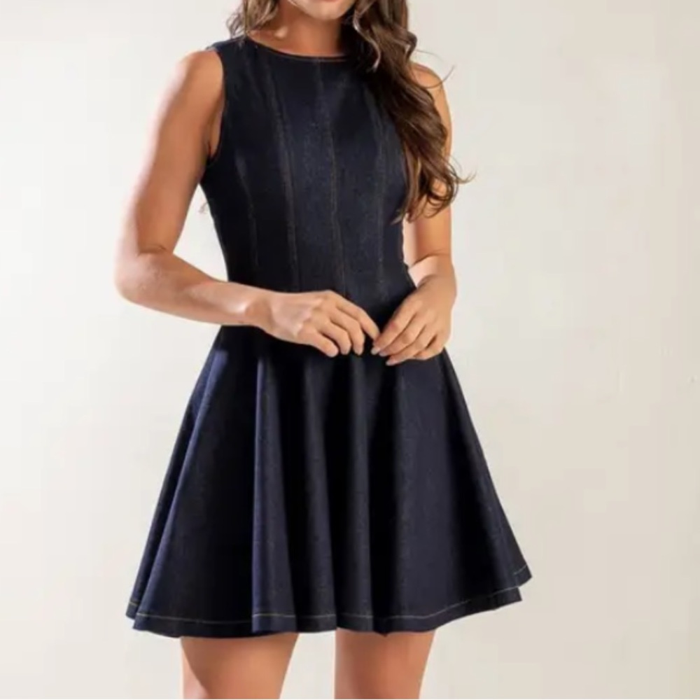 Chic Navy Sleeveless Mini Dress